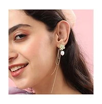 Sohi Women's White Sleek Drop Earrings