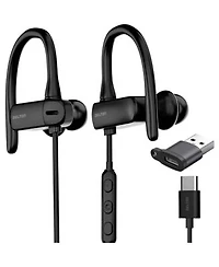 Delton 24ec Wired Earbuds With Microphone Ergonomic In Ear Design With Usb C To Usb A Adapter Hi Fi Stereo Sound Usb C Wired Earbuds For Pc Laptops Tablets Imac Smartphones Black