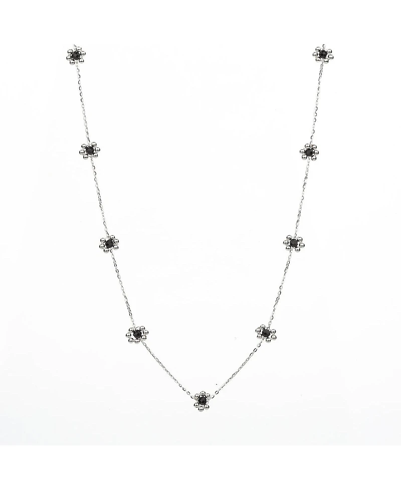 Sterling Silver Dari Onyx Flower Necklace