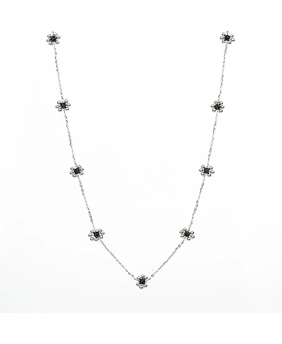 Sterling Silver Dari Onyx Flower Necklace