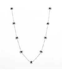 Sterling Silver Dari Onyx Flower Necklace
