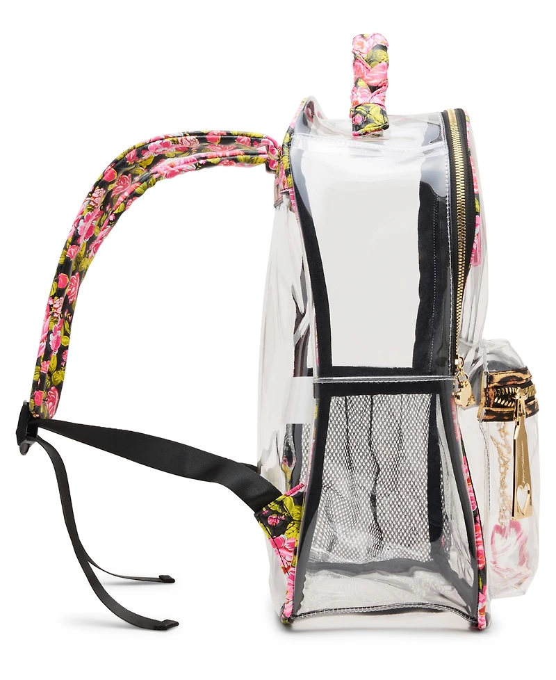 Betsey Johnson Wild Child Clear Large Backpack with Pouch