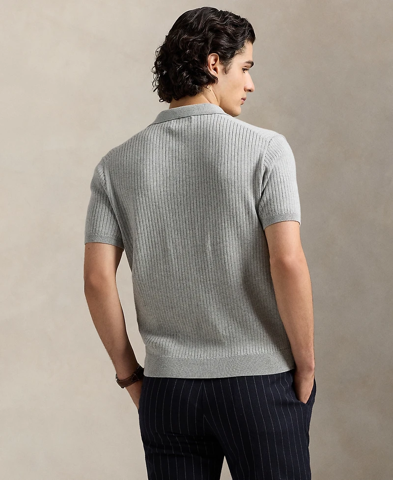 Polo Ralph Lauren Men's Rib-Knit Cotton Polo-Collar Sweater