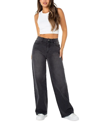 Celebrity Pink Juniors' Elastic-Back Wide-Leg Jeans