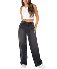 Celebrity Pink Juniors' Elastic-Back Wide-Leg Jeans