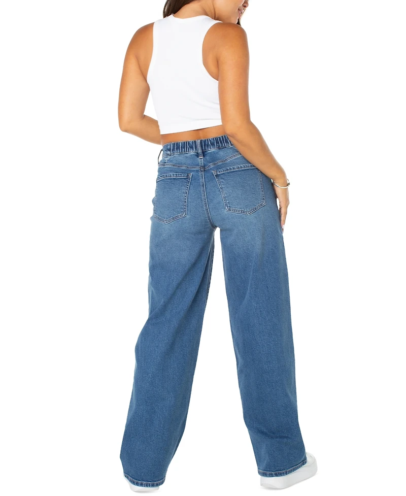 Celebrity Pink Juniors' Elastic-Back Wide-Leg Jeans
