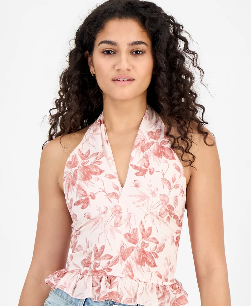En Saison Women's Sedona Halter-Neck Ruffle-Trim Top