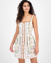 En Saison Women's Alaia Scarf-Print Sleeveless Mini Dress