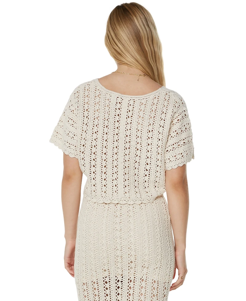 Roxy Juniors' Sea Swirl Crochet Cotton Top
