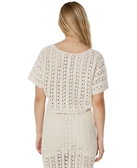 Roxy Juniors' Sea Swirl Crochet Cotton Top