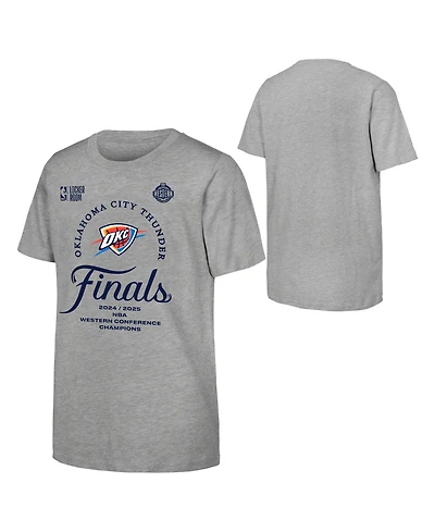 Fanatics Big Boys and Girls Gray Oklahoma City Thunder 2025 Nba Western Conference Champions Locker Room T-Shirt