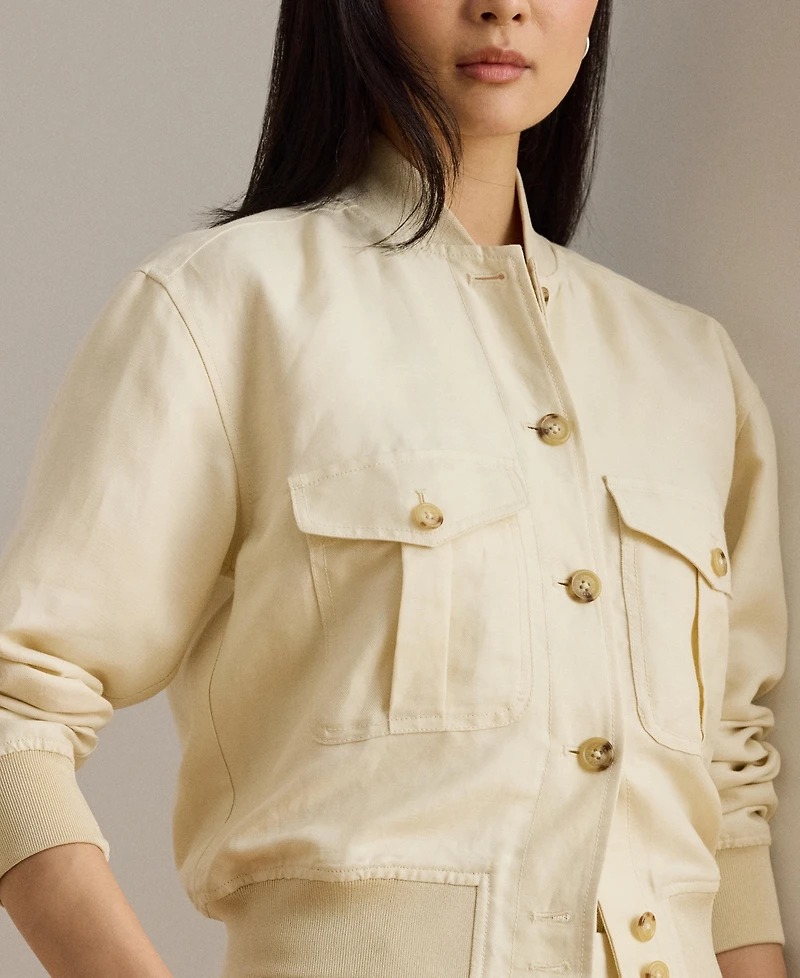 Lauren Ralph Women's Linen-Blend Bomber Jacket