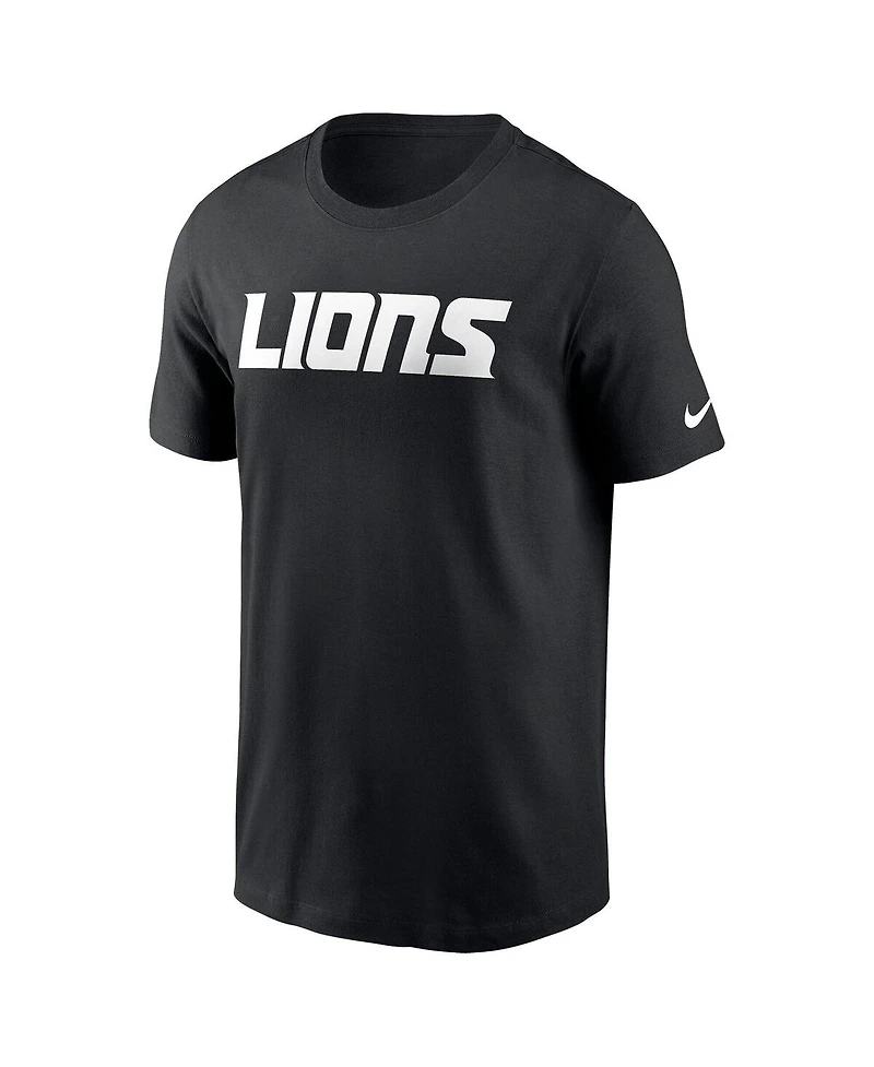 Nike Men's Black Detroit Lions Primetime Wordmark Essential T-Shirt