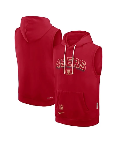 Nike Men's Scarlet San Francisco 49ers Sideline Performance Sleeveless Pullover Hoodie