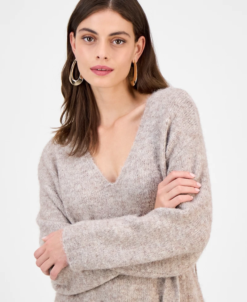 Guess Women's Kiyoka V-Neck Tie-Waist Long-Sleeve Sweater