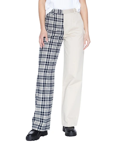 blue revival Women's Mixed-Pattern Wide Leg Trouser