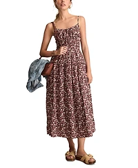 Lucky Brand Women's Printed Smocked Midi Dress