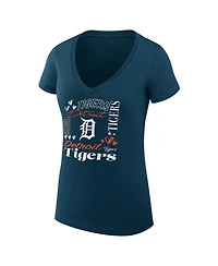 G-iii 4Her by Carl Banks Women's Navy Detroit Tigers Collage Team Graphic V-Neck Fitted T-Shirt