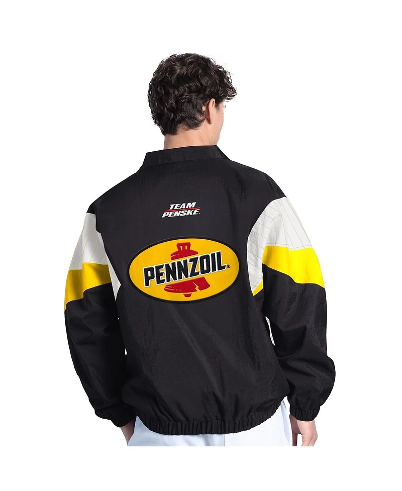 Starter Men's Black/Yellow Joey Logano Pennzoil Yard Line Full-Zip Jacket