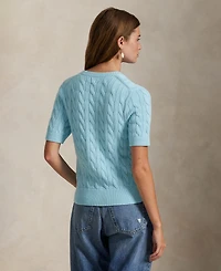 Polo Ralph Lauren Women's Cable-Knit Cotton Short-Sleeve Cardigan