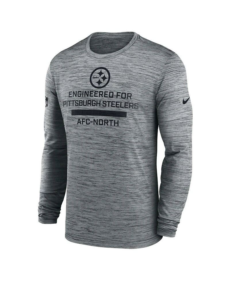 Nike Men's Gray Pittsburgh Steelers Sideline Velocity Performance Long Sleeve T-Shirt