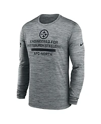 Nike Men's Gray Pittsburgh Steelers Sideline Velocity Performance Long Sleeve T-Shirt