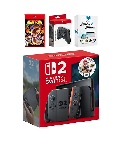 Nintendo Switch 2 + Mario Kart World Bundle with Donkey Kong Bonanza, Pro Controller and MightySkins Code Bundle