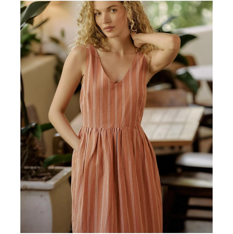 Pact Women's Organic Cotton Canopy Linen Blend Easy Tank Dress