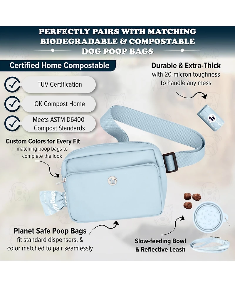 Walk Star Kit: 3-in-1 Dog Bag & Bowl plus Matching 90 Refill Poop Bags