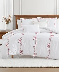 Peri Home Sasha Bows Embroidered Duvet Cover Set