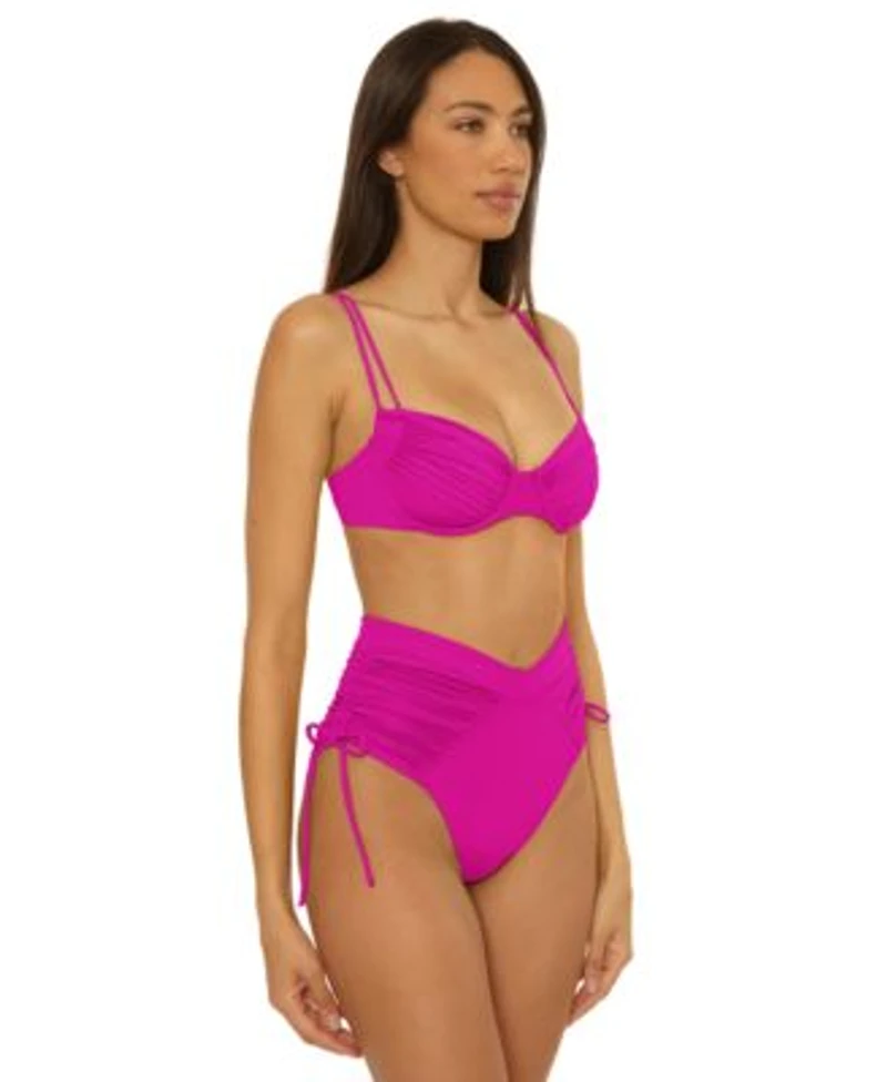 Becca Womens Color Code Underwire Bikini Top Shirred High Waist Bottoms