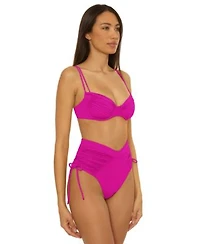 Becca Womens Color Code Underwire Bikini Top Shirred High Waist Bottoms