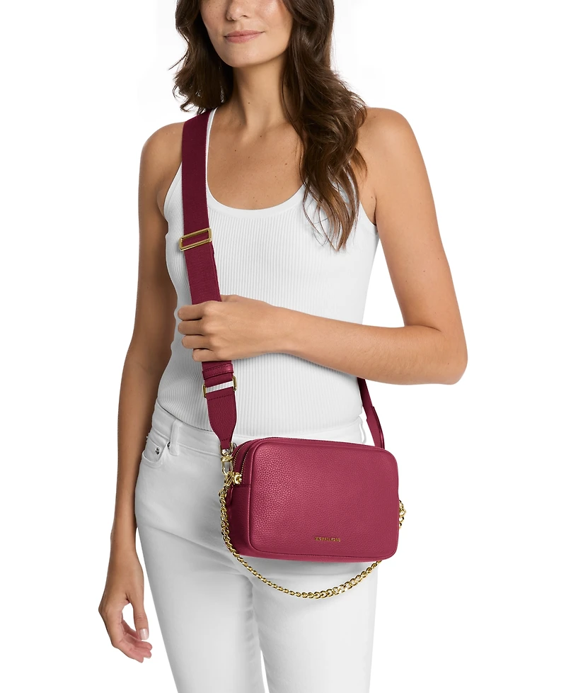 Michael Kors Bryant Medium Leather Double Zip Chain Camera Crossbody
