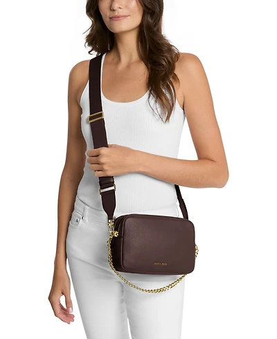 Michael Kors Bryant Medium Leather Double Zip Chain Camera Crossbody