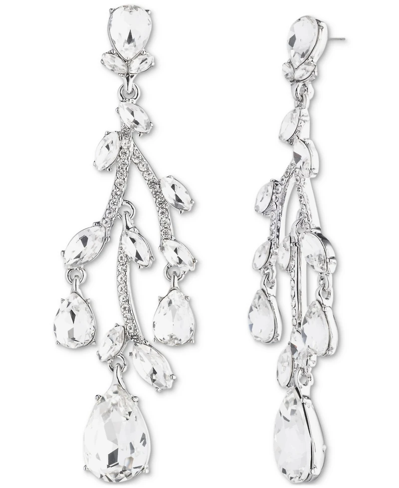 Givenchy Silver Tone Viney Crystal Chandelier Earrings