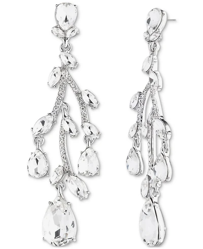 Givenchy Silver Tone Viney Crystal Chandelier Earrings