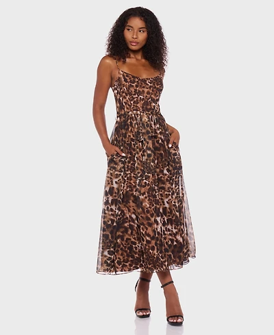 Alex & Sophia Juniors' Printed Chiffon Sleeveless Midi Dress