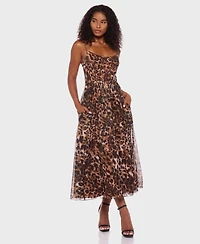 Alex & Sophia Juniors' Printed Chiffon Sleeveless Midi Dress