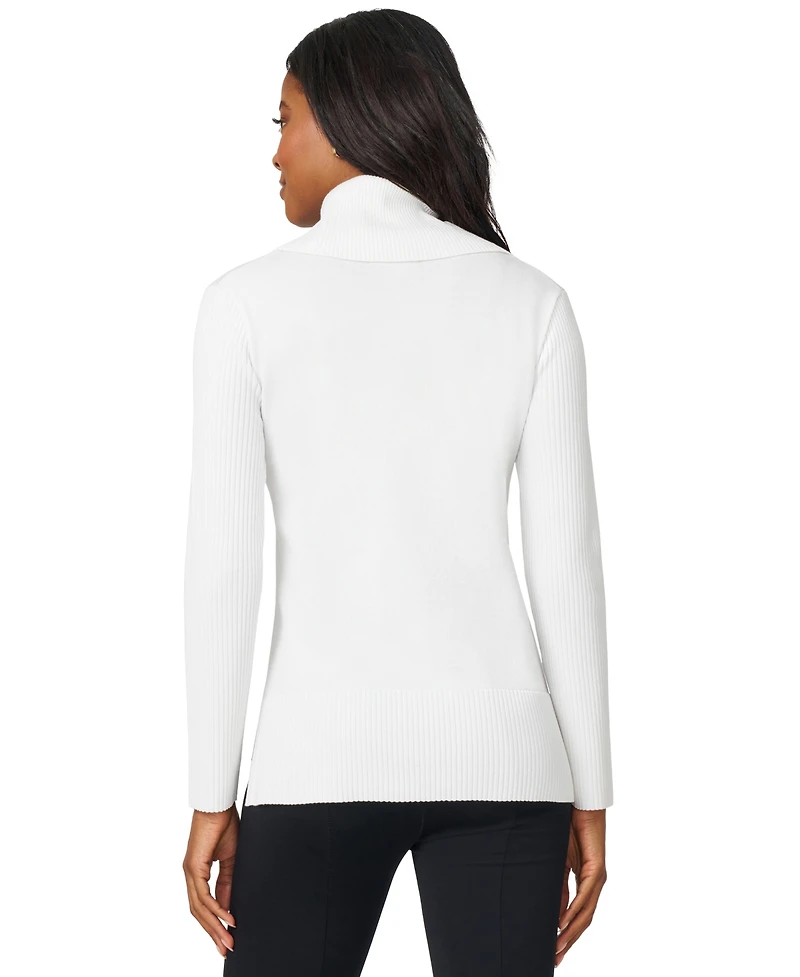 Melissa Paige Women's Ribbed Stitch Cowl-Neck Sweater