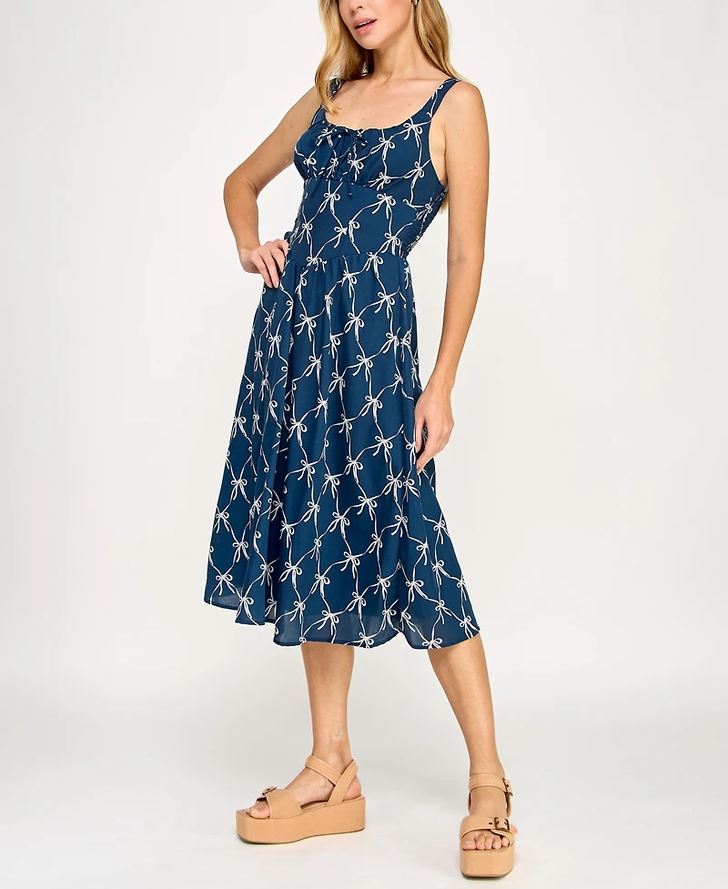 Crystal Doll Juniors' Printed Sleeveless Midi Dress