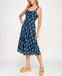 Crystal Doll Juniors' Printed Sleeveless Midi Dress