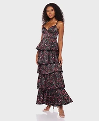 B Darlin Juniors' Sleeveless Satin Maxi Dress
