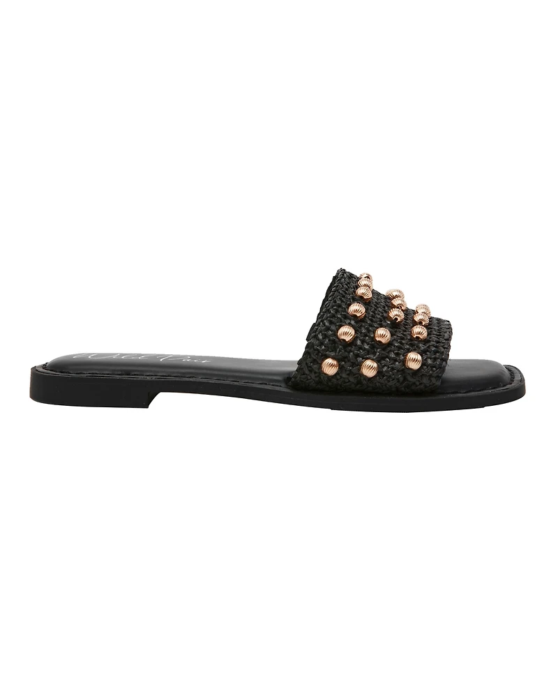 Wild Pair Women's Grettaa Embellished Flat Slide Sandals, Exclusively at Macy's