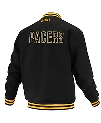 Fisll Men's and Women's Black Indiana Pacers Logoman Shadow Collection Full-Snap Varsity Jacket