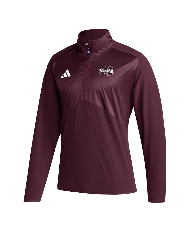 Adidas Men's Maroon Mississippi State Bulldogs Sideline Aeroready Raglan Sleeve Quarter-Zip Jacket