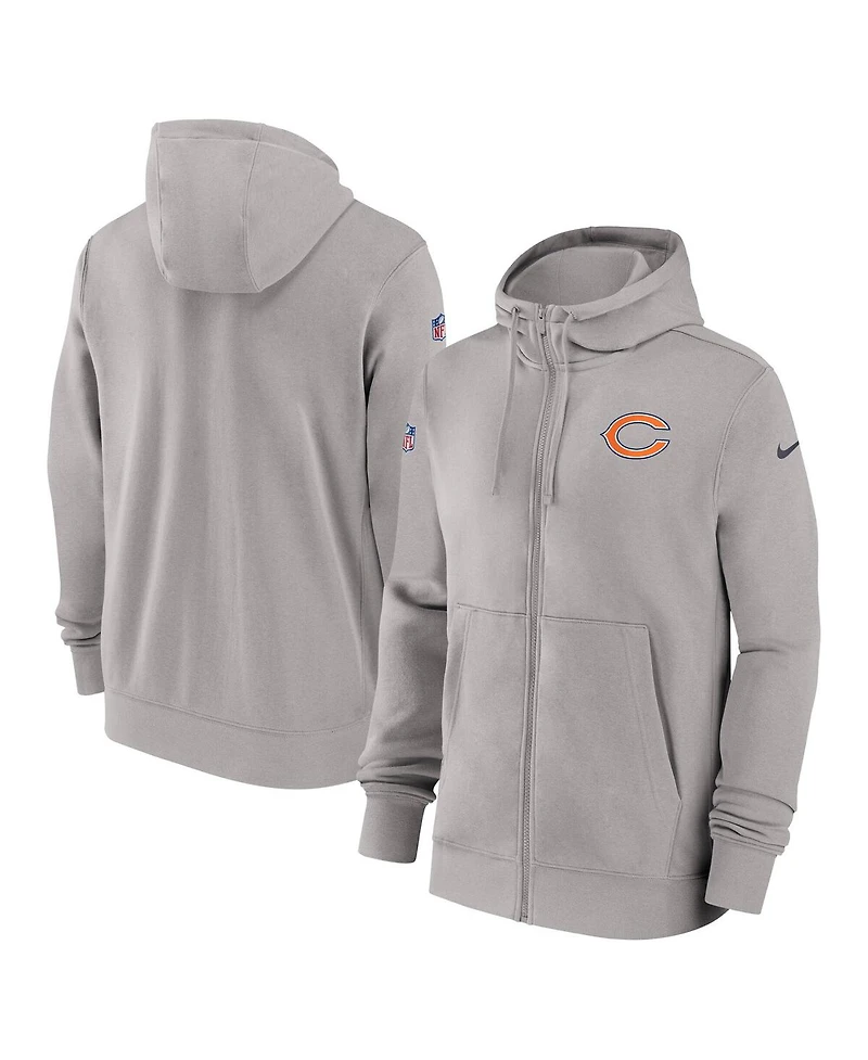 Nike Men's Gray Chicago Bears 2023/24 Sideline Club Full-Zip Hoodie
