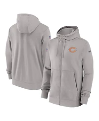 Nike Men's Gray Chicago Bears 2023/24 Sideline Club Full-Zip Hoodie