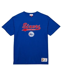 Mitchell & Ness Men's Royal Philadelphia 76ers Hardwood Classics Felt Applique Slub T-Shirt