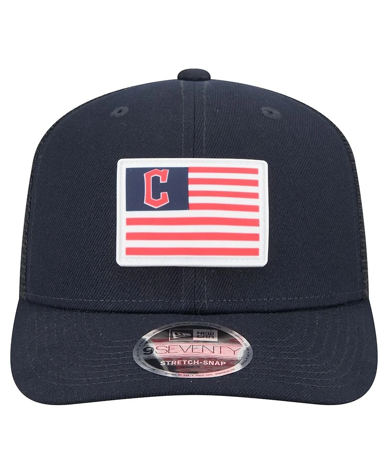 New Era Men's Navy Cleveland Guardians Flag 9SEVENTY Coolera Stretch-Snap Hat