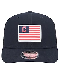 New Era Men's Navy Cleveland Guardians Flag 9SEVENTY Coolera Stretch-Snap Hat